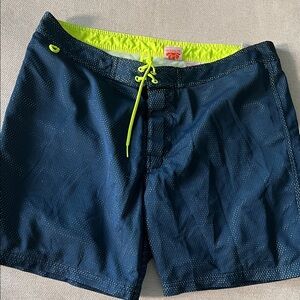 Sundek Men's Navy Swim Shorts with Neon Accents